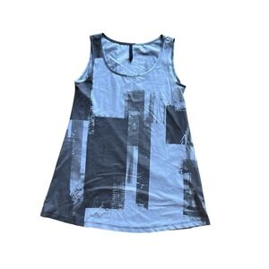 Porto San Francisco Tank‎ Top Sz 0 Stretch Jersey Gray Taupe Artsy Pattern Tunic
